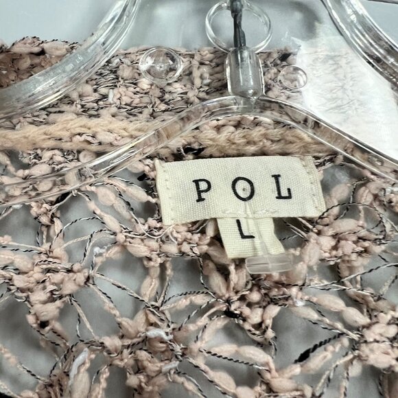 POL Womens Open Crochet Cardigan Open Front Blush/Multi Size Large - Picture 8 of 9